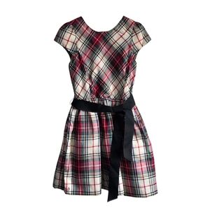 Polo Ralph Lauren Girls Plaid Dress Size 6 Cream Tartan Cap Sleeve Party Holiday